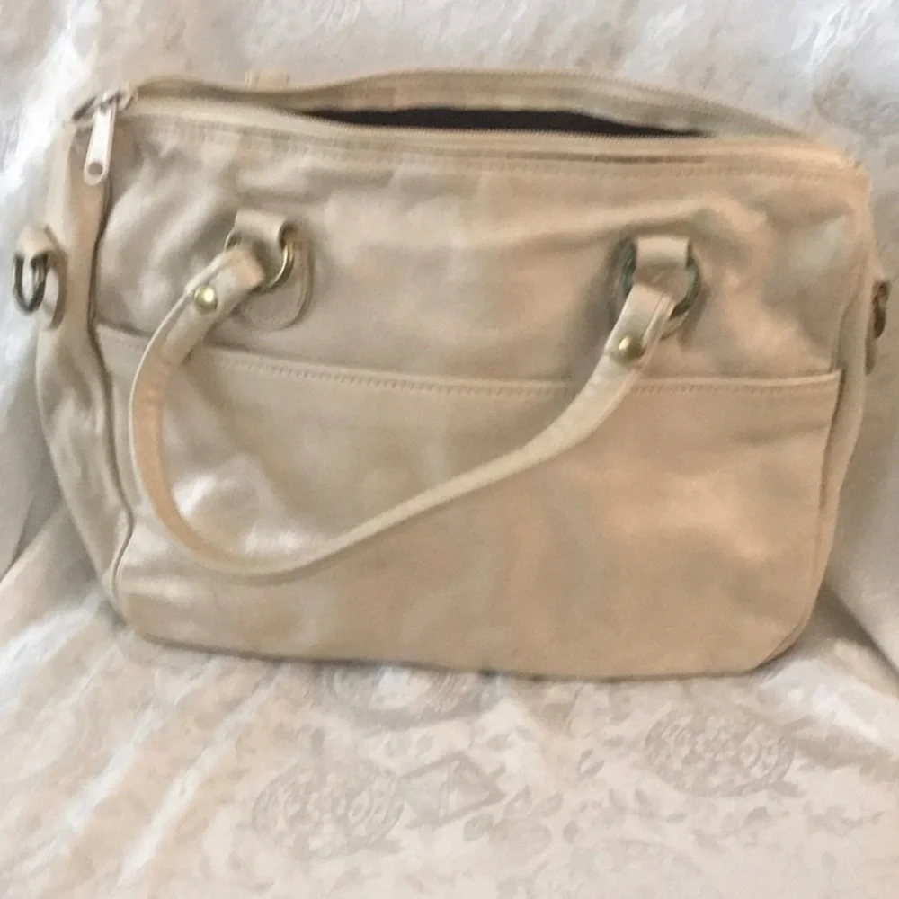 Classic Beige Leather Handbag - Versatile Women's Handbag